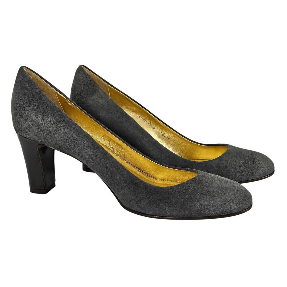 J.CREW WOMEN'S GRAY SUEDE LEATHER ROUND CLOSED TOE PUMP 3" HEELS SIZE 9.5